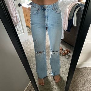 Zara Wide Leg Ripped Jeans Size 6 NEW